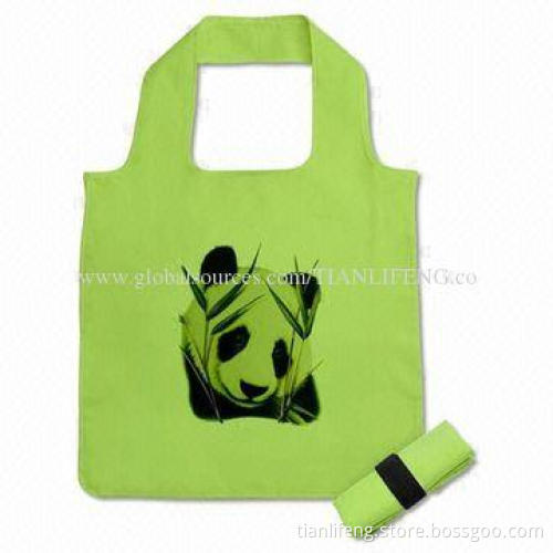 Reusable Shopping Grocery Bag, Panda Bear in Leaves